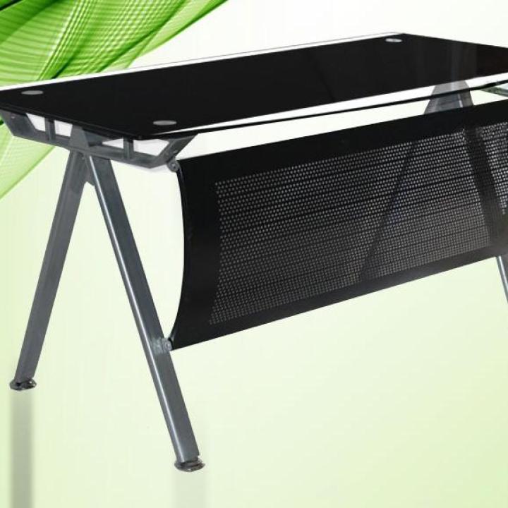 مكتب معدني ساتر امامي سطح زجاجي