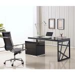 مكتب معدني سطح زجاجي + وحدة ادراج