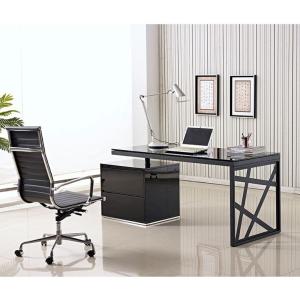 مكتب معدني سطح زجاجي + وحدة ادراج