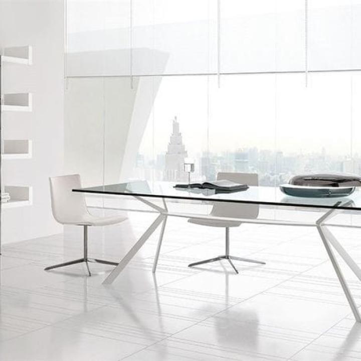 مكتب معدني سطح زجاج